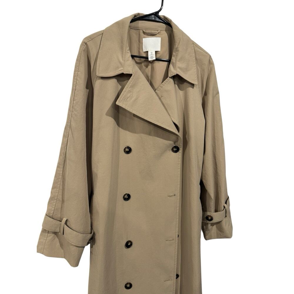 H&M Beige Double-Breasted Trench Coat with Black Buttons - Picture 6 of 14